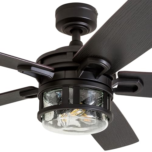 Honeywell Ceiling Fans Bonterra, 52 Inch Contemporary Indoor LED Ceiling Fan with Light and Remote Control, Dual Finish Blades, Reversible Motor - Model 50690-01 (Matte Black)