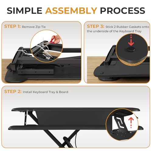 JOY worker Standing Desk Converter, 32" Height Adjustable Sit Stand Up Desk Riser with Keyboard Tray & 6 Fridge Magnets, Desktop Workstation Riser for Home Office Computer Laptop, Black JOY worker