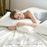 Love's cabin 4 Piece Full Size Sheet Set, Cooling Sheets, 100% Rayon Derived from Bamboo, Breathable & Soft Full Size Bed Set, Deep Pocket Up to 16", Hotel Luxury Silky Bedding Sheets, White Love's cabin