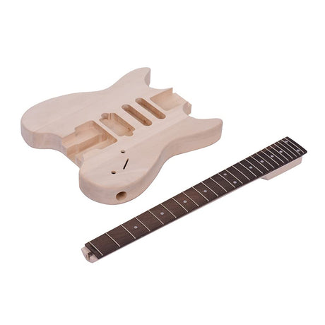 ACAGALA Unfinished DIY Electric Guitar Kit Basswood Body Rosewood Fingerboard Maple Neck Special Design Without Headstock ACAGALA