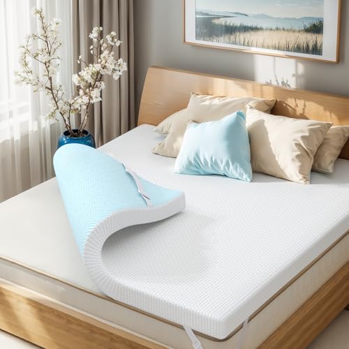 Subrtex Memory Foam Mattress Topper, Twin Gel-Infused Memory Foam Topper, 3 Inch Gel-Infused Memory Foam Topper for Side Stomach Sleepers, CertiPUR-US Certified SUBRTEX