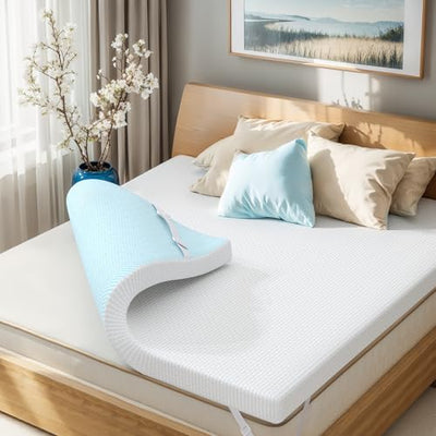 Subrtex Memory Foam Mattress Topper, Twin Gel-Infused Memory Foam Topper, 3 Inch Gel-Infused Memory Foam Topper for Side Stomach Sleepers, CertiPUR-US Certified