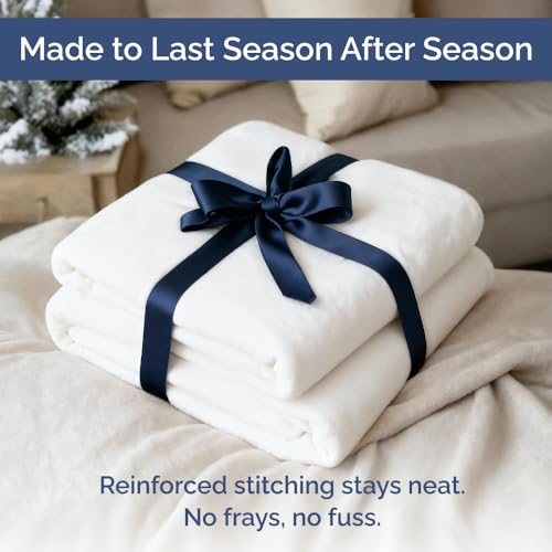Ultra Soft Fleece Blanket Twin Size - Flannel Fleece Luxury Twin Blanket - Lightweight for Couch Bed Chair - Thick, Warm and Breathable - All Season Cozy Fuzzy, Anti-Static Microplush Bedding, White CGK Unlimited