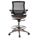 Flash Furniture Waylon Mid-Back Swivel Office Chair with Adjustable Foot Ring and Seat Height, Ergonomic Mesh Chair with Armrests, Black/Gold Flash Furniture