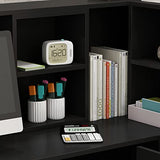 AIEGLE L-Shaped Reception Desk Counter Table with Lockable Drawers & Storage Shelves, Private Workstation for Salon Reception Room Checkout Office, Black (55.9" L x 32.3" W x 48.4" H) AIEGLE