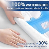 MEELUS Padded Queen Mattress Protector, Breathable Waterproof Mattress Pad Cover Fitted Deep Pocket 8"-21", Soft Noiseless Mattress Cover Washable Cooling for Home Hotel Bedroom, White MEELUS