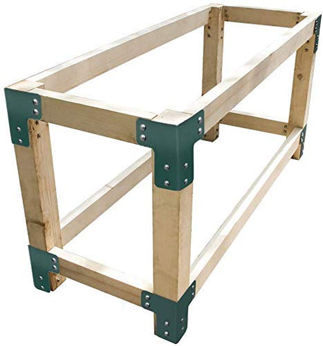 vikofan Heavy Duty Workbench Kit - Garage Workbench Legs Brackets, 8 PCS 5mm Green, Corner Brackets for Wood Workbenches, for DIY Shop Tables, Woodworking, Workshop Shelves, Planer Stands, Gazebos vikofan