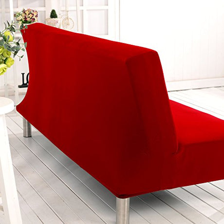 Cornasee Stretch Futon Cover Slipcovers Full Size,Fully Folding Armless Sofa Bed & Couch Protector,Machine Washable (Red) Cornasee