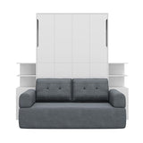 Quarte Queen Size Wall Murphy Bed with Sofa and Storage, Space-Saving Folding Bed for Home Office & Guest Room, Easy Assembly (A-Gray) Quarte