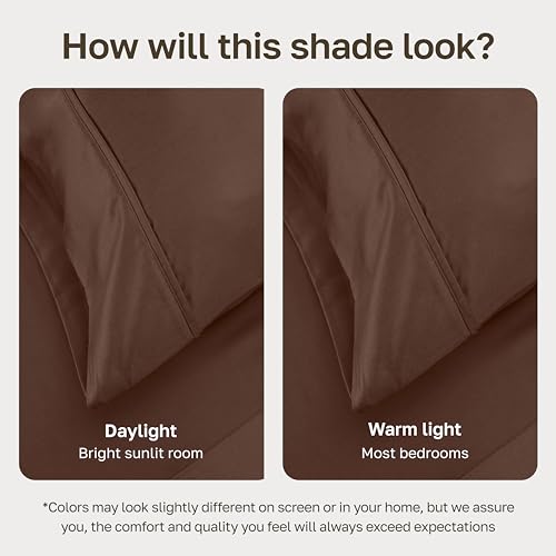 California Design Den Full Size Bed Sheets Set - Soft 400 Thread Count Sateen, Natural 100% Cotton Sheets with Deep Pockets, Breathable, and Durable Bedding Set - Espresso Chocolate Brown California Design Den