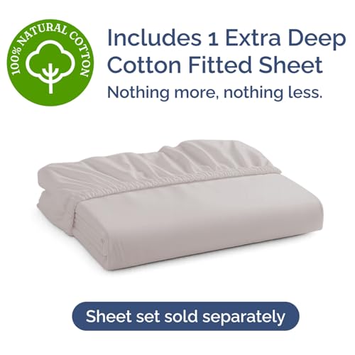 Extra Deep Twin 400 Thread Count Cotton Fitted Sheet - Hotel Luxury Single Fitted Sheet Only - Easily Fits 18" to 24" Mattress - Soft, Wrinkle Free & Breathable & Comfy Extra Deep Pockets Light Grey CGK Unlimited