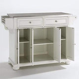 Pemberly Row Traditional Wood/Stainless Steel Top Kitchen Island in White Pemberly Row