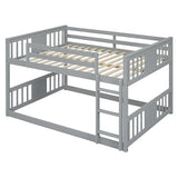 LZ LEISURE ZONE Full Over Full Bunk Bed, Wood Full Bunk Bed with Ladder, No Box Spring Needed, Gray LZ LEISURE ZONE