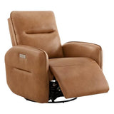 CHITA Faux Leather Power Recliner Chair, Swivel Glider Recliner for Adults, Nursery Rocking Chair with USB & Type-C Charging for Living Room, Bedroom, Camel