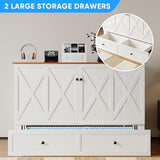 PUREMIND Murphy Bed Queen with Mattress Included, Hideaway Cabinet Bed Frame with Storage Drawers, USB Charging Ports - Space Saving Chest beds for Guest Room PUREMIND
