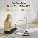 CubiCubi L Shaped Standing Desk 63 x 55 Inch Adjustable Height, Electric Corner Desk, Sit Stand Home Office Desk with Splice Board, White CubiCubi