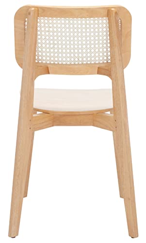 SAFAVIEH Home Collection Luz Coastal Natural Cane Rattan Set of 2 Dining Chair - WoodArtSupply