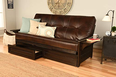 Kodiak Futons Phoenix Full Size Futon in Espresso Finish with Storage Drawers, Oregon Trail Java Kodiak Futons