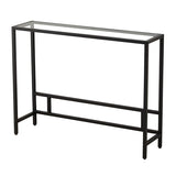 MAJARO Small Modern Console Table for Entryway, Tempered Glass with Metal Frame Sofa Table for Living Room, Hallway, Office (Single-Layer, Black) MAJARO