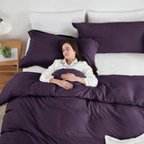 Hearth & Harbor Purple Duvet Cover King Size - 3 Piece Soft Double Brushed Bedding Set - Includes 1 King Duvet Cover with Button Closure 104x90 inches and 2 Pillow Shams Hearth & Harbor
