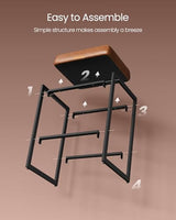 VASAGLE EKHO Collection - Bar Stools Set of 2, Counter Height Bar Stools, Synthetic Leather with Stitching, Mid-Century Modern Counter Stools, 26-Inch Tall, Kichen Home Bar Dining Room, Caramel Brown VASAGLE