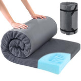 HOMBYS Memory Foam Camping Mattress Pad,Portable Sleeping Pad for Adult,Waterproof Cot Mattress,Roll Up Floor Mattress,Foldable Backpacking Travel Bed for Hiking,Guest Bed (Grey, COT: 72"x24"x3") HOMBYS