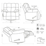 Pationate Oversized Recliner Chair, Overstuffed Swivel Rocker with Extra Wide Seat & Breathable Fabric for Living Room (Manual, Gray)