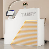 TUSY 42.2" H Modern Reception Desk - Small Front Desk with Adjustable LED Light, Reception Room Table with Built-in USB Outlet for Salon, Lobby (47.2" W x 19.69" D x 42.2" H)