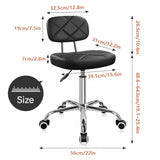 KKTONER Office Chair with Back Office Stool with Wheels Height Adjustable Square stools for Drafting Home Work (Black) KKTONER