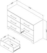South Shore Primo 6-Drawer Double Dresser, Rustic Oak South Shore