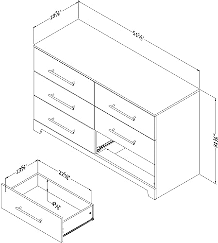 South Shore Primo 6-Drawer Double Dresser, Rustic Oak South Shore