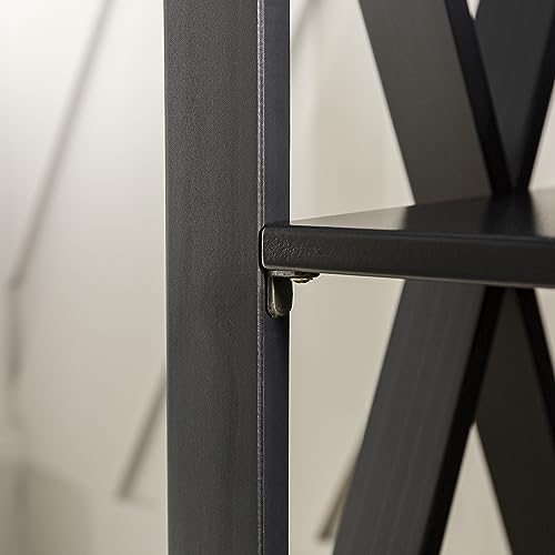 Walker Edison Farmhouse Wood Bookcase with 2 Fixed Shelves - 52 Inch, Black Storage Cabinet for Home Office Walker Edison