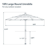 GREEN PARTY 10ft Outdoor Patio Umbrella, Auto-Tilt Market Table Umbrellas with Crank, 8 Sturdy Ribs & 1.5" Pole UV Protection for Garden Deck Backyard Pool, Navy Blue GREEN PARTY