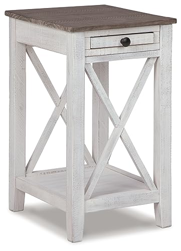 Signature Design by Ashley Adalane Modern Farmhouse Accent End Table, Whitewash Signature Design by Ashley