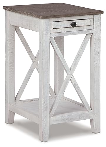 Signature Design by Ashley Adalane Modern Farmhouse Accent End Table, Whitewash - WoodArtSupply