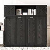 Harper & Bright Designs Full Size Murphy Bed with 3 Storage Cabinets, Rustic Wall Bed with X-Shaped Design, Space Saving Foldable Cabinet Bed for Home Office, Black Harper & Bright Designs