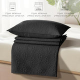 WURUIBO Full/Queen Quilt Set Black, Microfiber Lightweight Bedspreads, Ultrasonic Embossed Solid Coverlet, Thin Bedding Set for All Season, Soft Breathable Bed Cover(1 Quilt, 2 Pillow Shams) WURUIBO