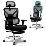 TECHREST Ergonomic Office Chair with Footrest, Big and Tall Home Desk Chair, High Back Rolling Computer Chair with 3D Arms and Lumbar Support, Comfortable Gaming Chair, Swivel Mesh Chairs, Black TECHREST