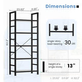 DUMOS 5 Tiers Bookshelf, Classical Book Shelf, Tall Display Shelves in Living Room/Home/Office, Storage Organizer for CDs/Books/Movies, Modern Black DUMOS
