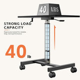 NICECOZY Mobile Standing Desk, Small Teacher Standing Rolling Desk, Portable Laptop Desk with Lockable Wheels, Computer Workstations, Adjustable Height, Black NICECOZY