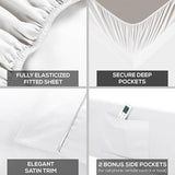 Mueller Ultratemp Full Size Bed Sheets Set, Super Soft 1800, 6 Piece Set, Deep Pocket up to 16", Transfers Heat, Breathes Better, Hypoallergenic, Wrinkle, White Mueller