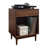 Crosley Furniture Liam End Table and Record Player Stand with Storage for Vinyl Records, Walnut Crosley Furniture