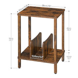 HOOBRO Small End Table, 2-Tier Record Player Stand Vinyl Record Turntable Stand with Storage up to 100 Albums, Small Side Table for Living Room, Bedroom Rustic Brown, FG05RS01 HOOBRO