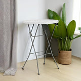 Flash Furniture Elon 2.6' Round Folding Bar Height Table for Parties and Commercial Events, Indoor/Outdoor Plastic Bar Height Folding Table, White Flash Furniture