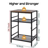 GIOTORENT 3-Tier Record Player Stand with Vinyl Storage, Tall Nightstand with Adjustable Shelf, Narrow Side Table/Bedside Table for Living Room, Bedroom, Office, Bathroom, Rustic Brown and Black GIOTORENT