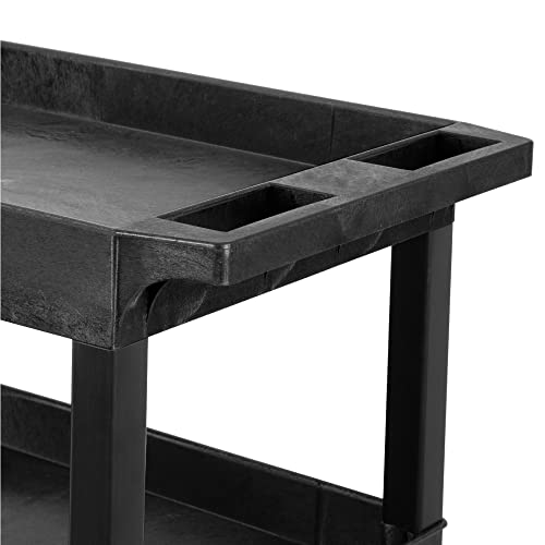 Stand Steady Tubstr 4 Shelf Utility Cart Supports Up to 300 lbs - Heavy-Duty Plastic Service Push Cart with Deep Shelves and 4" Casters, for Offices, Stand Steady