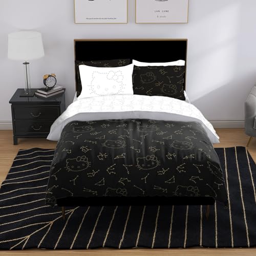 Jay Franco Hello Kitty Stars Full Comforter Set - 7 Piece Bedding Includes Sheet Set & Pillow Covers - Super Soft Zodiac Black & Gold Bedding Jay Franco
