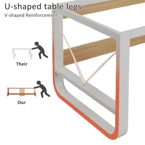 Two Person Office Desk with 3 File Drawers, Large Double Study Writing Table Workstation, Industrial Wood Work Dual Computer Table for Home Office,White 79″ - WoodArtSupply