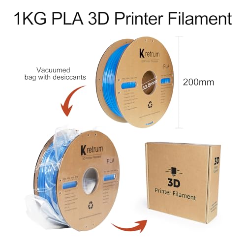Kretrum 3D Printer Filament Glow in Dark PLA 1.75 mm Dimensional Accuracy +/- 0.02 mm 1 KG 2.2 lbs Neatly Shiny Spool Widely Suitable for Most FDM 3D Printer Glow in The Dark Blue Kretrum