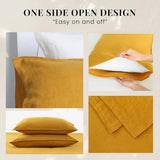 S VICTORY SYMBOL 100% Organic French Linen Bed Sheet Set,Natural Pure Flax with Stone Washed Bedding Set Full Size,Ultra Soft Luxurious 4 Pieces Sheets Set(Yellow,Full) S VICTORY SYMBOL